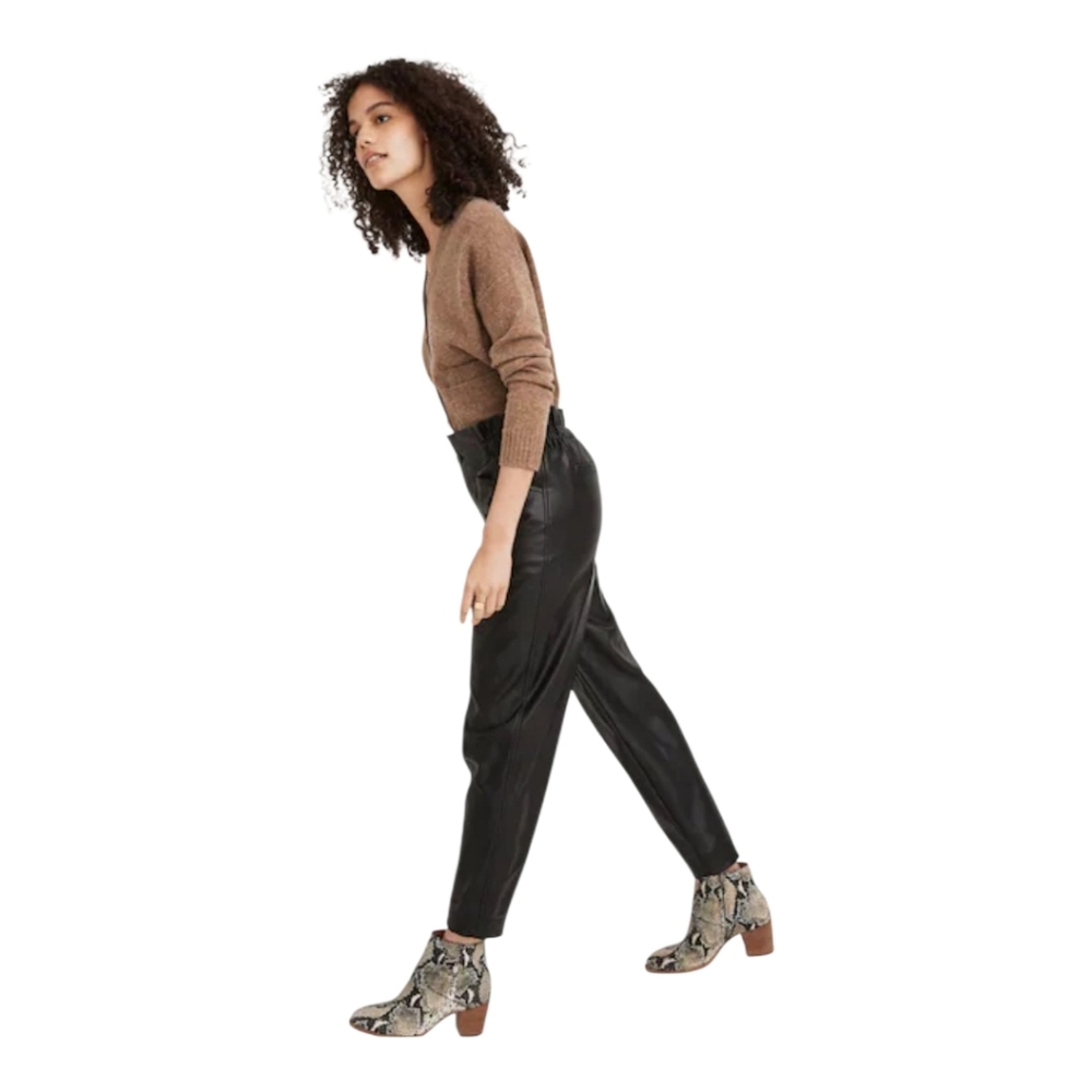 NEW Madewell Vegan Leather Pull-On Paperbag Pants - Picture 4 of 7